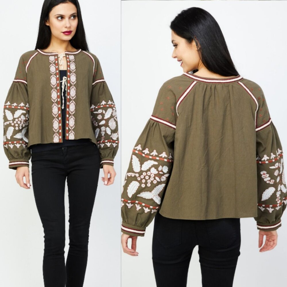 RD + KOKIO For Anthropologie Embroidered Top/Jacket - Picture 11 of 12